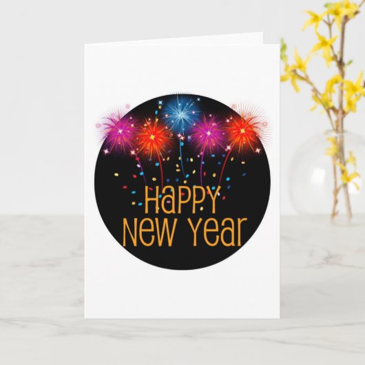 Gelukkig Nieuwjaar Wenskaart  Kaart (Gele Bloem)