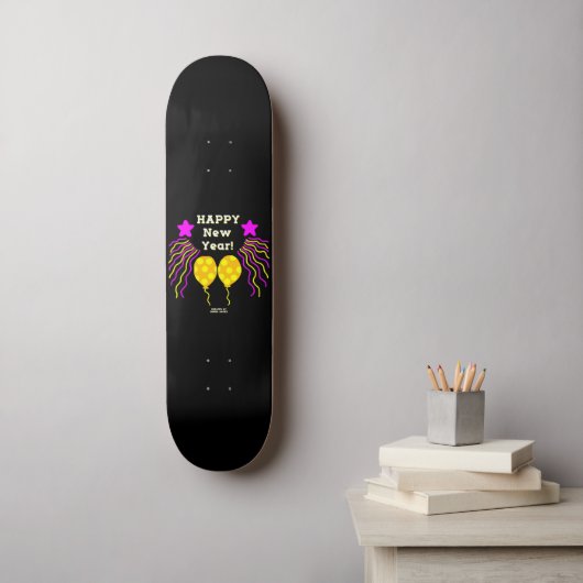 Gelukkig nieuwjaar wenst skateboard (Muurkunst)