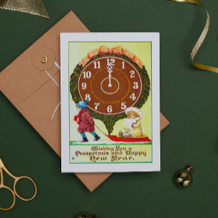  Gelukkig Nieuwjaar wenst Victoriaans kinderen Feestdagenkaart