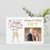 Gelukkig Nieuwjaar Wij Hebben Ja Gezegd Aankondigi Kaart (Staand voorkant)