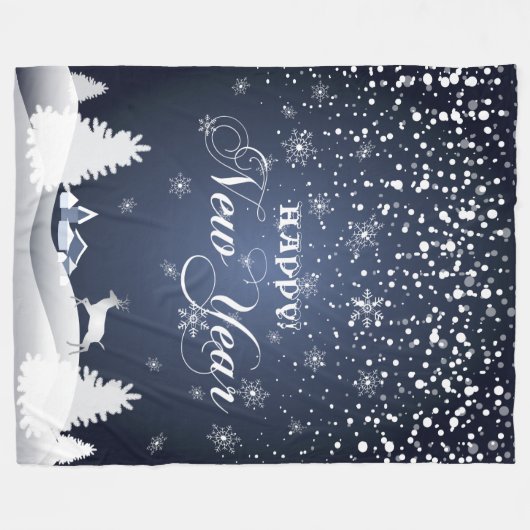 Gelukkig nieuwjaar! Winter Fairy Tale Fantasy Fleece Deken (Voorkant (Horizontaal))