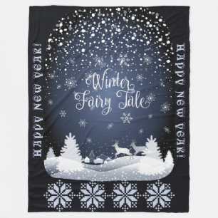 Gelukkig nieuwjaar! Winter Fairy Tale Fantasy Fleece Deken