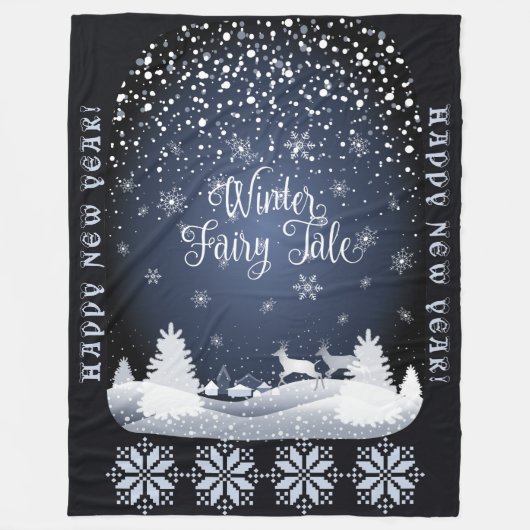 Gelukkig nieuwjaar! Winter Fairy Tale Fantasy Fleece Deken (Voorkant)