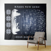 Gelukkig nieuwjaar! Winter Fairy Tale Fantasy Nigh Wandkleed (In Situ (horizontaal))