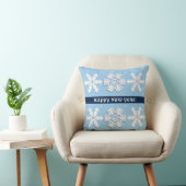 Gelukkig nieuwjaar! Winter White Snowflakes Patter Kussen (Stoel)