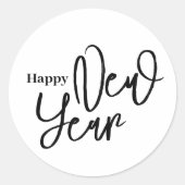 Gelukkig Nieuwjaar Wit Eenvoudig Ronde Sticker (Voorkant)