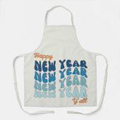 Gelukkig Nieuwjaar Y'all Groovy Schort (Voorkant)