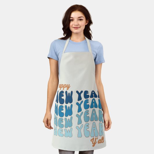 Gelukkig Nieuwjaar Y'all Groovy Schort (Gedragen)