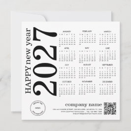 Gelukkig Nieuwjaar Zakelijk 2027 kalender Logo QR  Feestdagenkaart