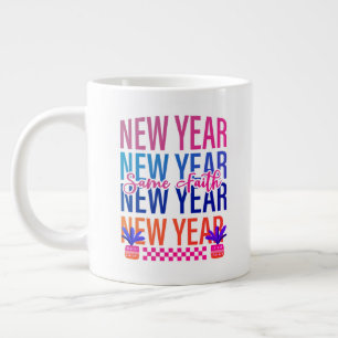 Gelukkig Nieuwjaar Zelfde Geloof Leuke Kleur Grote Koffiekop