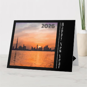 Gelukkig Nieuwjaar - Zonsondergang over een kustst Kaart