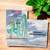 Gelukkig Nieuwjaar Zuidwest Saguaro Cactus Feestdagen Kaart