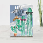 Gelukkig Nieuwjaar Zuidwest Saguaro Cactus Sjabloo Feestdagen Kaart (Voorkant)