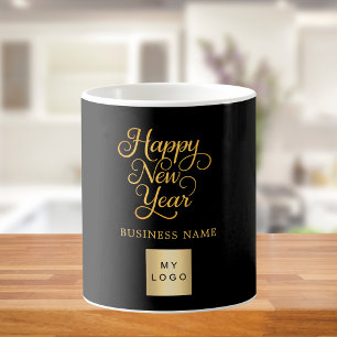 Gelukkig Nieuwjaar zwart goud business logo Koffiemok