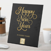 Gelukkig Nieuwjaar zwart goud business logo Reclamebord Met Voetstuk (Insitu)
