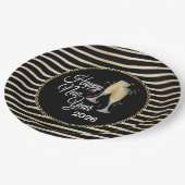 Gelukkig Nieuwjaar Zwart & Goud, Champagne Papieren Bordje (Gekanteld)