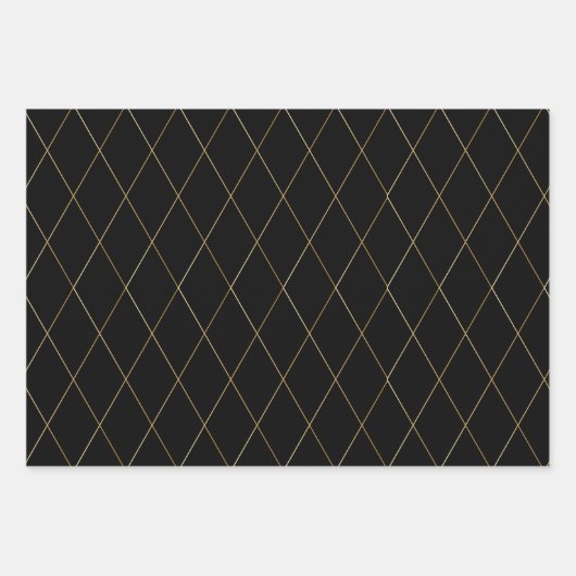 Gelukkig Nieuwjaar Zwart Goud Inpakpapier Vel (Voorkant 3)