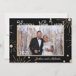 Gelukkig Nieuwjaar Zwart Goud Voeg Je Eigen Foto T Feestdagenkaart