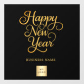Gelukkig nieuwjaar zwart goud zakelijk logo raamsticker (Vel)