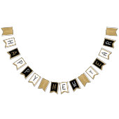 Gelukkig Nieuwjaar Zwart Wit & Goud Glitter Vlaggetjes (Alle)