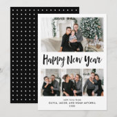 Gelukkig nieuwjaar | Zwart-wit multi-fotonet Feestdagenkaart (Voorkant / Achterkant)