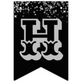 Gelukkig Nieuwjaar Zwart Zilver Vlaggetjes (Tweede vlag)