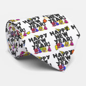 Gelukkig nieuwjaar - Zwarte tekst met partijPetten Stropdas (Opgerold)