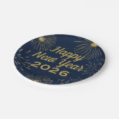 Gelukkig Nieuwjaarsfeest 2025 Vuurwerk Navy Blue G Papieren Bordje (Gekanteld)