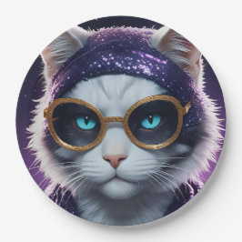 Gelukkig nieuwjaarsfeest - Cat in Disguise Papieren Bordje