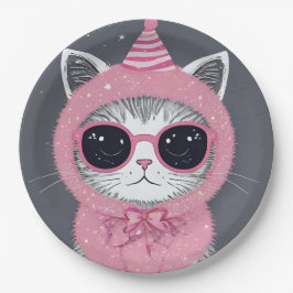 Gelukkig nieuwjaarsfeest - Cat in Disguise Papieren Bordje