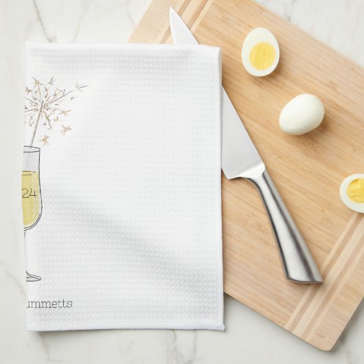 Gelukkig nieuwjaarsfeest Champagne Custom Theedoek (Quarter Fold)