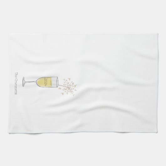 Gelukkig nieuwjaarsfeest Champagne Custom Theedoek (Horizontaal)