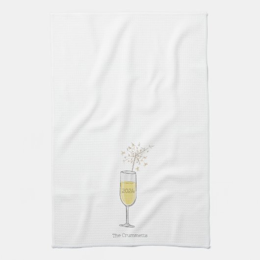 Gelukkig nieuwjaarsfeest Champagne Custom Theedoek (Verticaal)