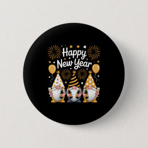 Gelukkig Nieuwjaarsfeest Kabouters Matchende Famil Ronde Button 5,7 Cm