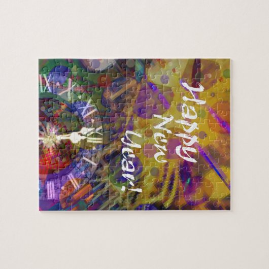 Gelukkig nieuwjaarsfeest. legpuzzel (Horizontaal)