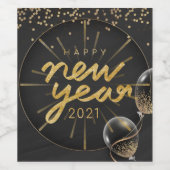 Gelukkig nieuwjaarsfeest wijn etiket (Enkel label)