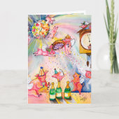 Gelukkig Nieuwjaarskaart Vliegende Varken Feestdagen Kaart (Voorkant)