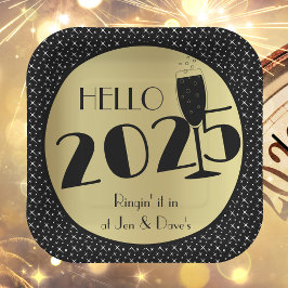 Gelukkig nieuwjaarsplein papieren bordje