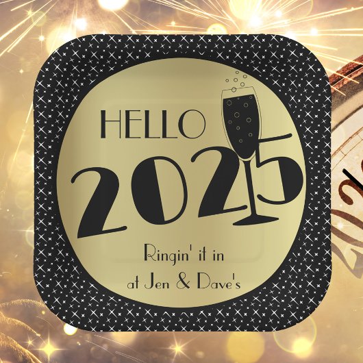 Gelukkig nieuwjaarsplein papieren bordje