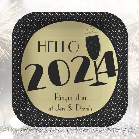 Gelukkig nieuwjaarsplein papieren bordje