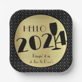 Gelukkig nieuwjaarsplein papieren bordje (Voorkant)