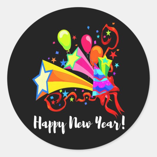 Gelukkig Nieuwjaarsviering 2024 Nieuwjaarsfeest Ronde Sticker (Voorkant)