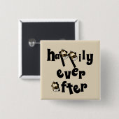 Gelukkig nooit na de knop vierkante button 5,1 cm (Voorkant /achterkant)