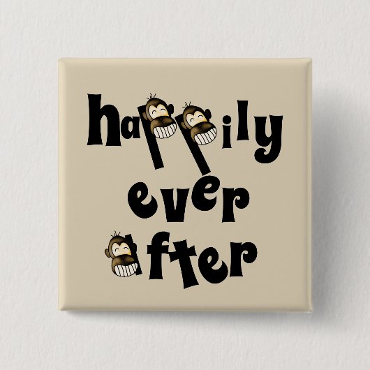 Gelukkig nooit na de knop vierkante button 5,1 cm (Voorkant)