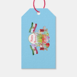 Gelukkig Norooz Haft Sin met Leeuw- en Zonnevlagge Cadeaulabel