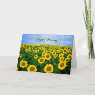 Gelukkig Norooz, zonnebloemen in het veld Feestdagen Kaart