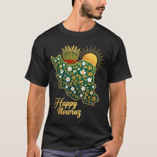 Gelukkig Nowruz Perzisch Nieuwjaar Iran Kaart Bloe T-shirt