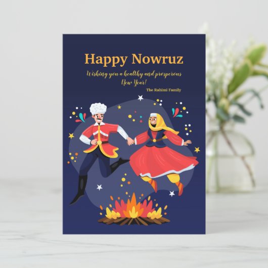 Gelukkig Nowruz Plat Nieuwjaarskaart Feestdagenkaart (Staand voorkant)