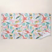 Gelukkig Oerwoud dierlijk patroon tropische blader Strandlaken (Voorkant)