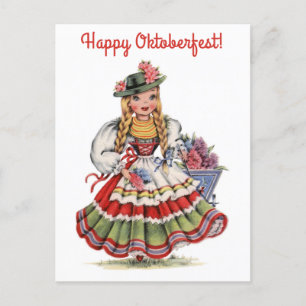 Gelukkig Oktoberfest Duitsland Duitse Vrouw Reizen Briefkaart